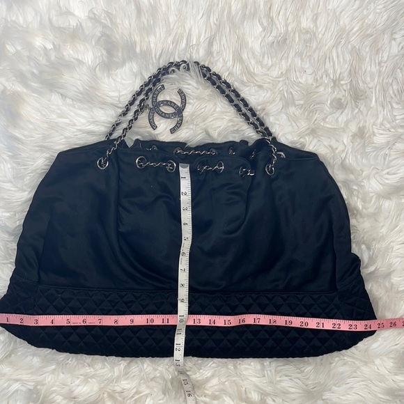 Authentic CHANEL Melrose Coco Cabas Chain Drawstring Satin Shoulder Bag - Picture 4 of 16